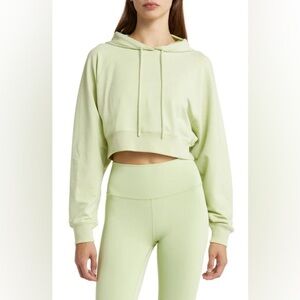 Alo Yoga Cropped Double Take French Terry Hoodie in Iced Green Tea